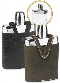 Beier Flachmann mit Glasflasche 150 ml cervo (schwarzes Leder)