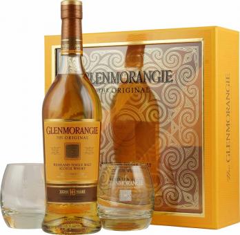 Glenmorangie Original 10 Jahre mit 2 Gläser als Geschenkset Geschenkset = 700 ml Flasche mit 2 Gläser