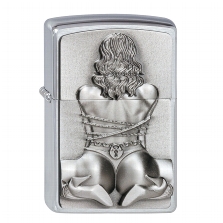 ZIPPO chrom gebürstet Bondage Girl Emblem 2002549  