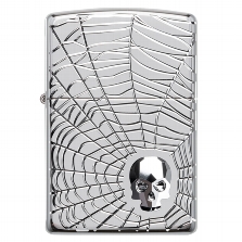 ZIPPO chrom poliert Armor Spider Web Skull Design 60004903 
