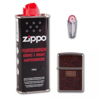 ZIPPO Geschenkbox Leather Wrap 60001149 mit Steine und Benzin 