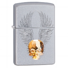 ZIPPO satiniert Gold Skull Emblem Kristall 60004903 