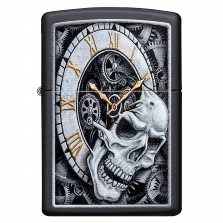 ZIPPO schwarz matt Skull Clock 60004591 